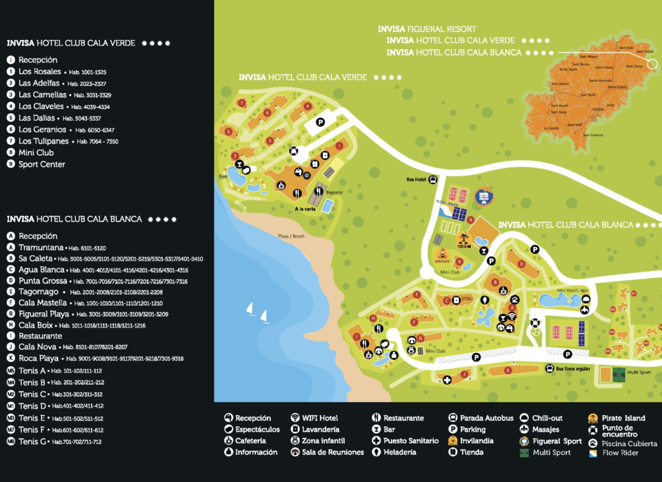 Mapa Invisa Hotel Club Cala Blanca**** Playa Es Figueral Mapa Invisa Hotel Club Cala Blanca**** Playa Es Figueral